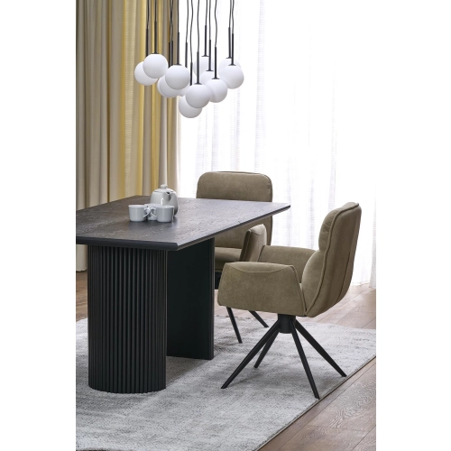 STÓŁ ROZKŁADANY 160 - 250 X 90 X 78 CM DĄB NATURALNY/CZARNY